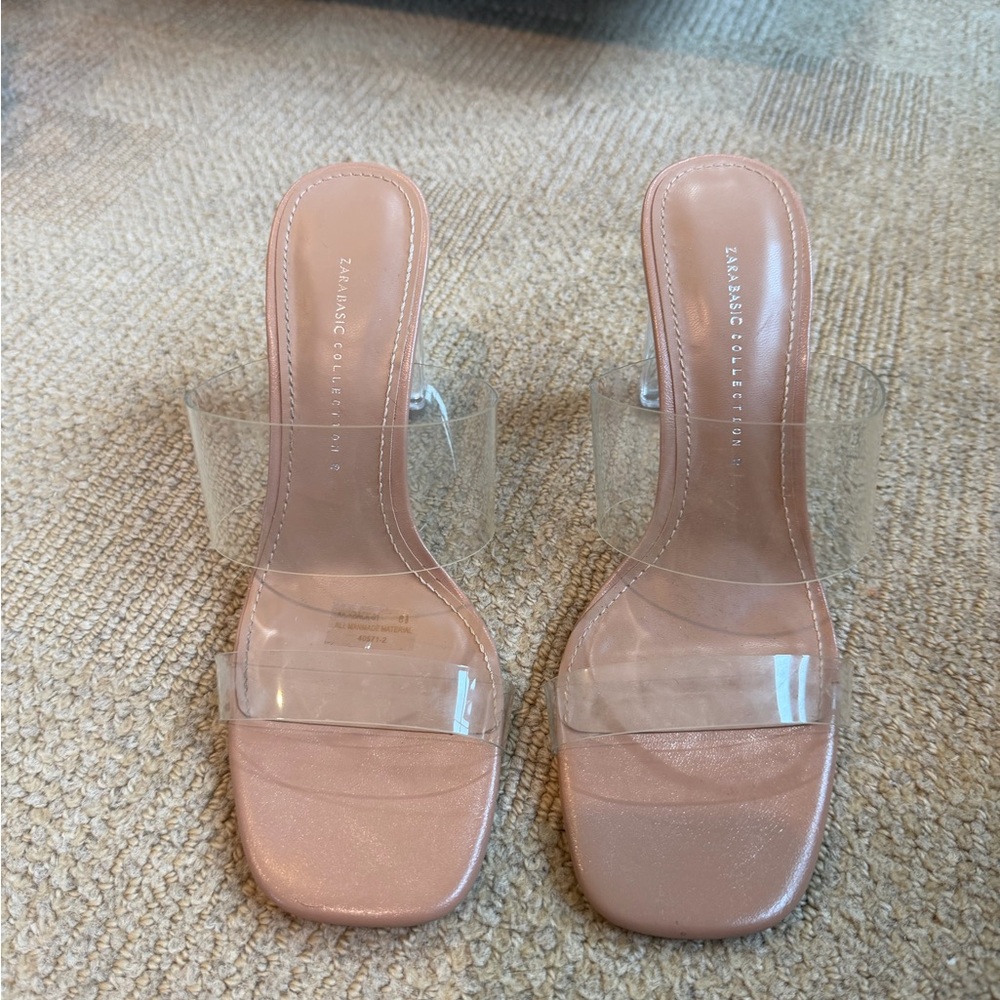 Zara Blush Heels with Clear Straps